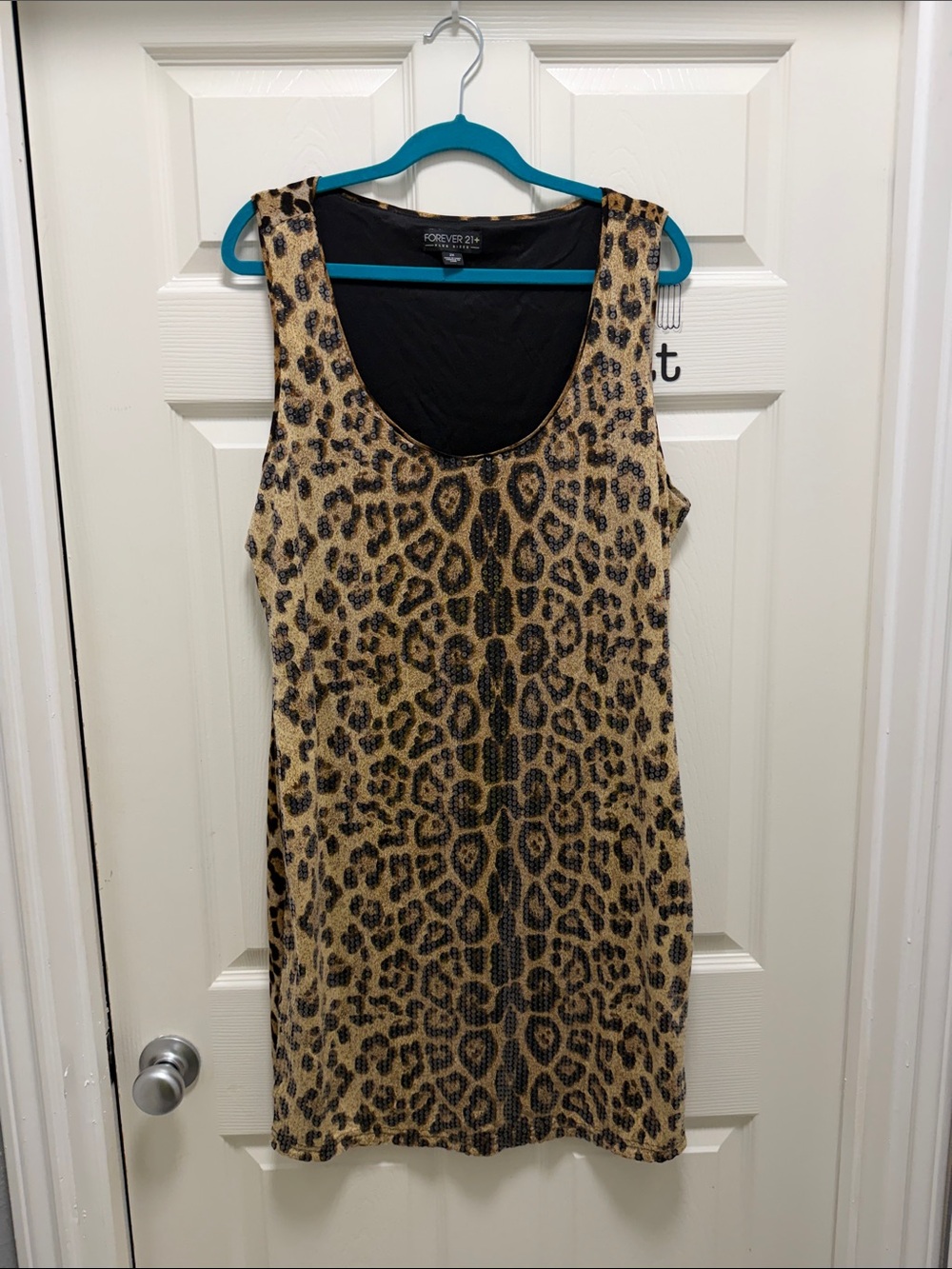 Forever 21 Leopard-Print Scoop Neck Tank Top - Tan & Black